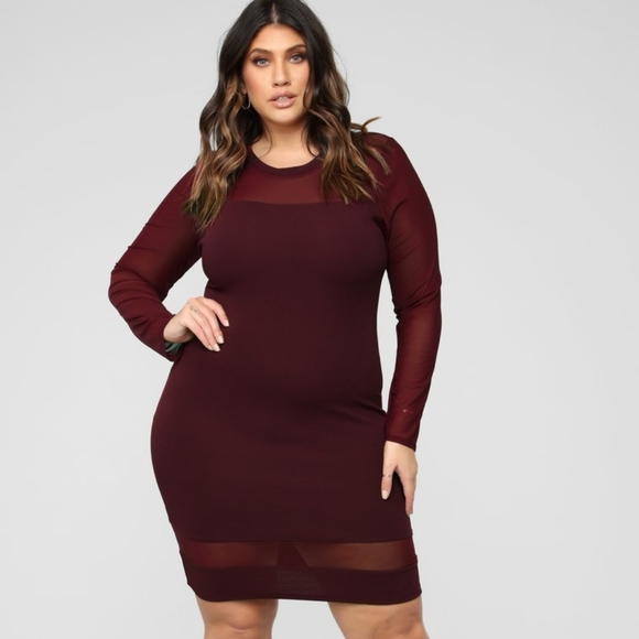 Fashion Nova Dresses & Skirts - NWOT Fashion Nova Wine colored long sleeve dress
